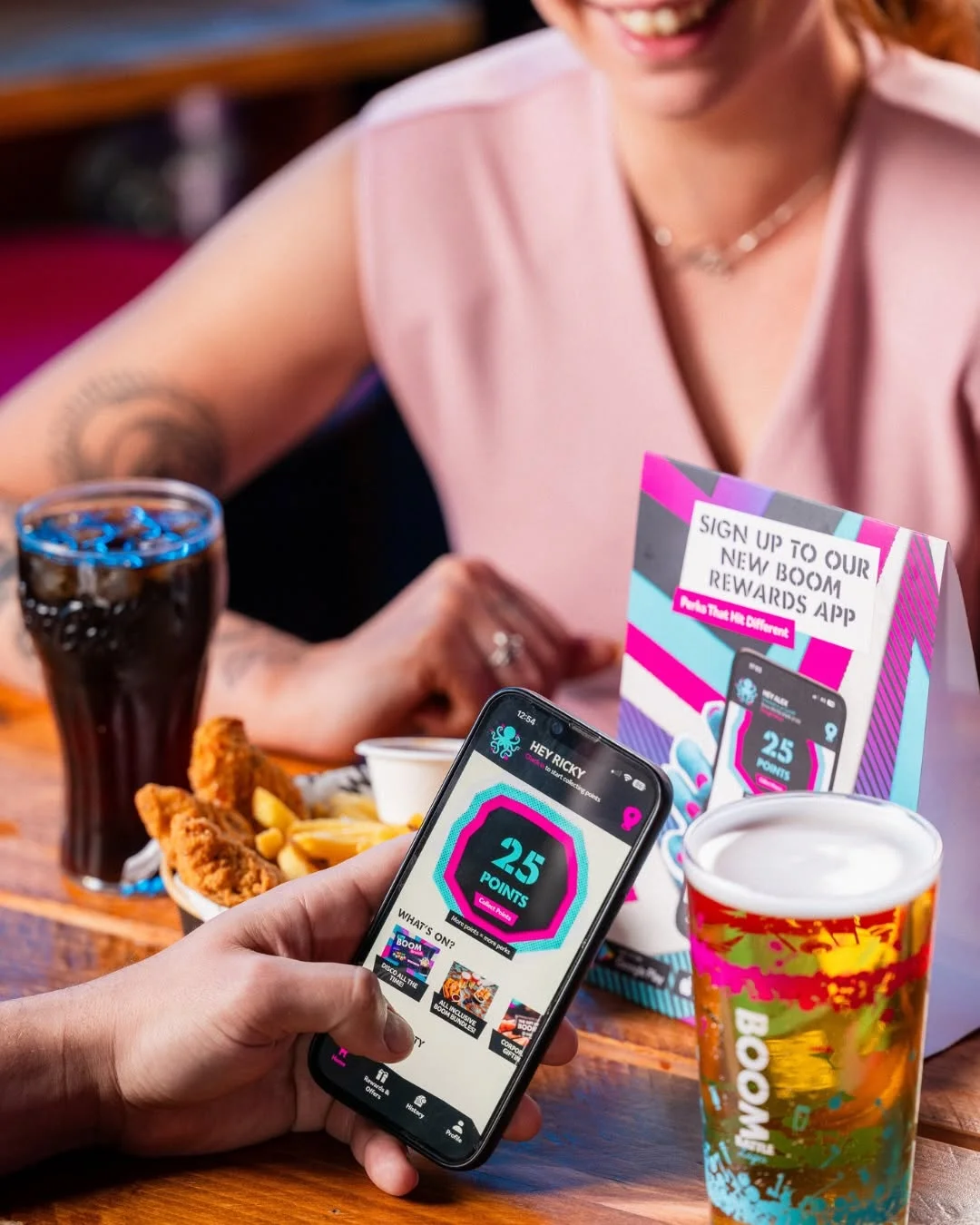 Every game, every drink and every bite. It all adds up on the BOOM app. Rack up the points, unlock rewards and keep the good vibes going. Download the BOOM BATTLE BAR app to start earning points 🪩