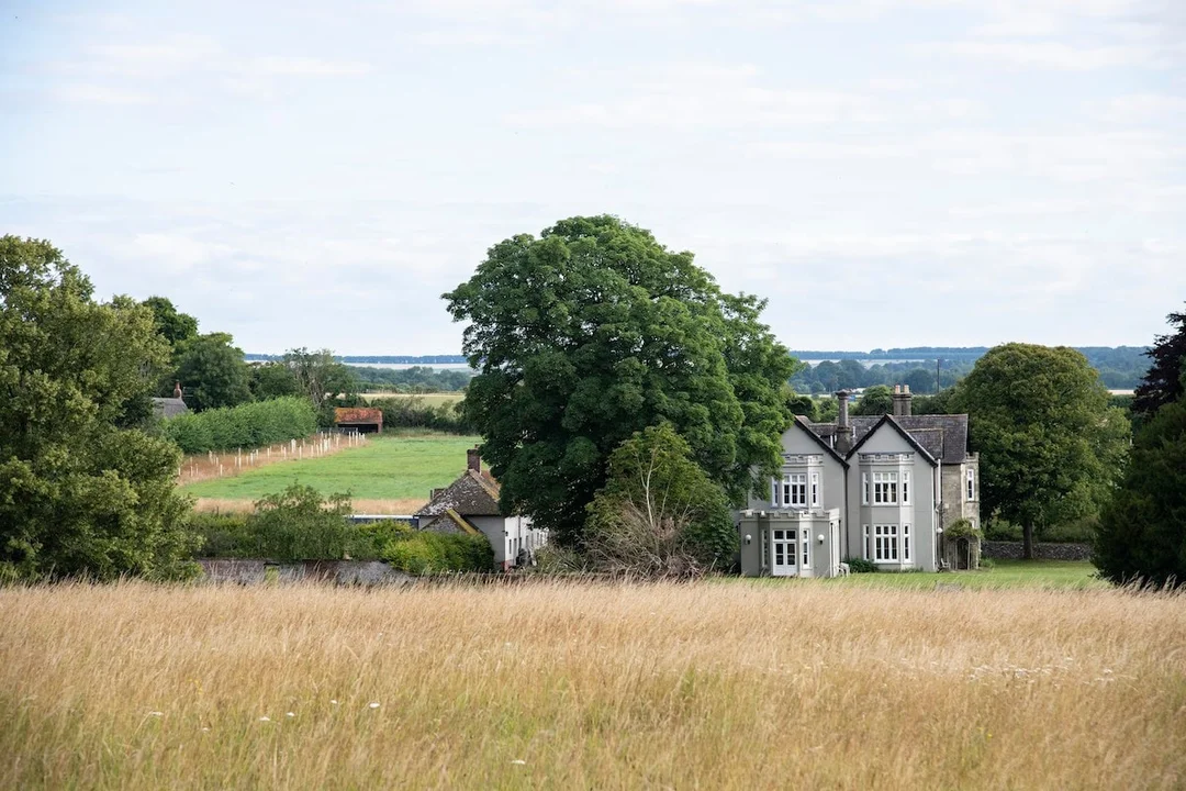 The elegant interior of a Dorset manor retreat, set up for a hen party celebration.