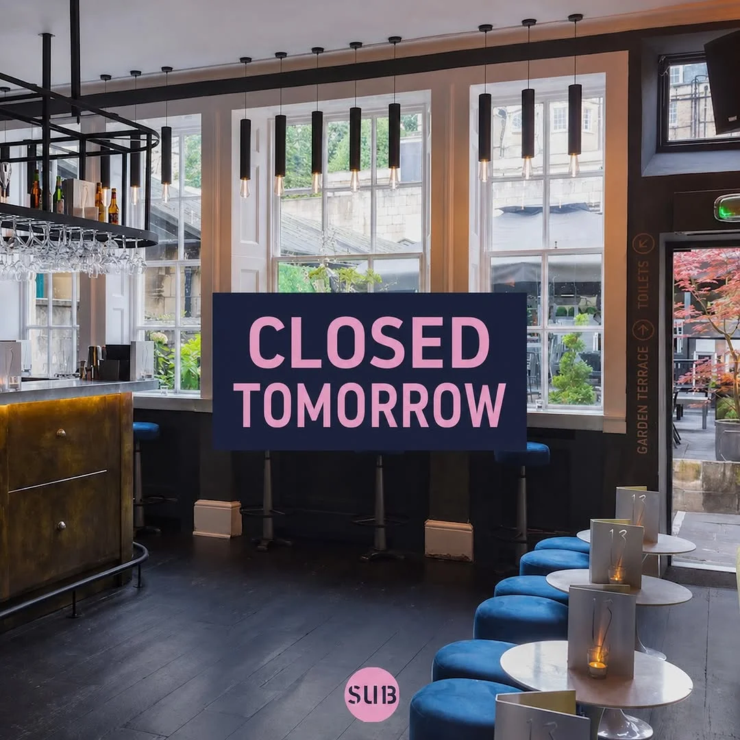 Sub 13 will be closed tomorrow for some maintenance behind the scenes, but we’ll be back open from 6pm Wednesday ready for cocktails & late-night drinks 🍸

See you then x