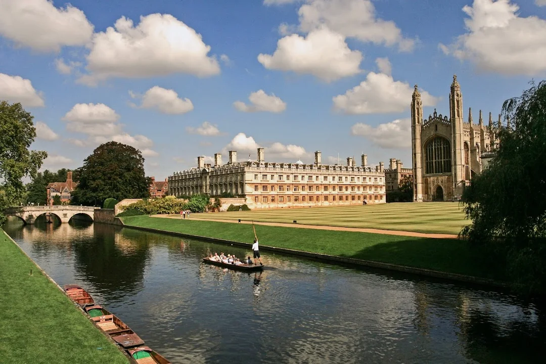 A hen party group enjoying a private chauffeured punt tour along the College Backs on the River Cam.
