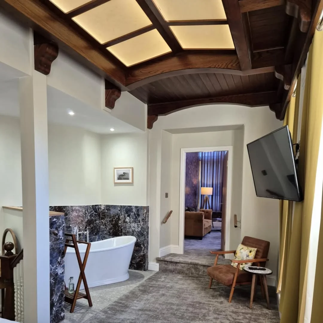 The Endeavour Suite with the Naval themed canopy, free standing bath, seperate zoned dressing area, Lounge area and that Ensuite bathroom 💆‍♀️🧖‍♀️🛀

For more details and pictures see www.resolution-whitby.com.

#whitbyhotel #seasidebreaks #travel #coastalinteriors #suite