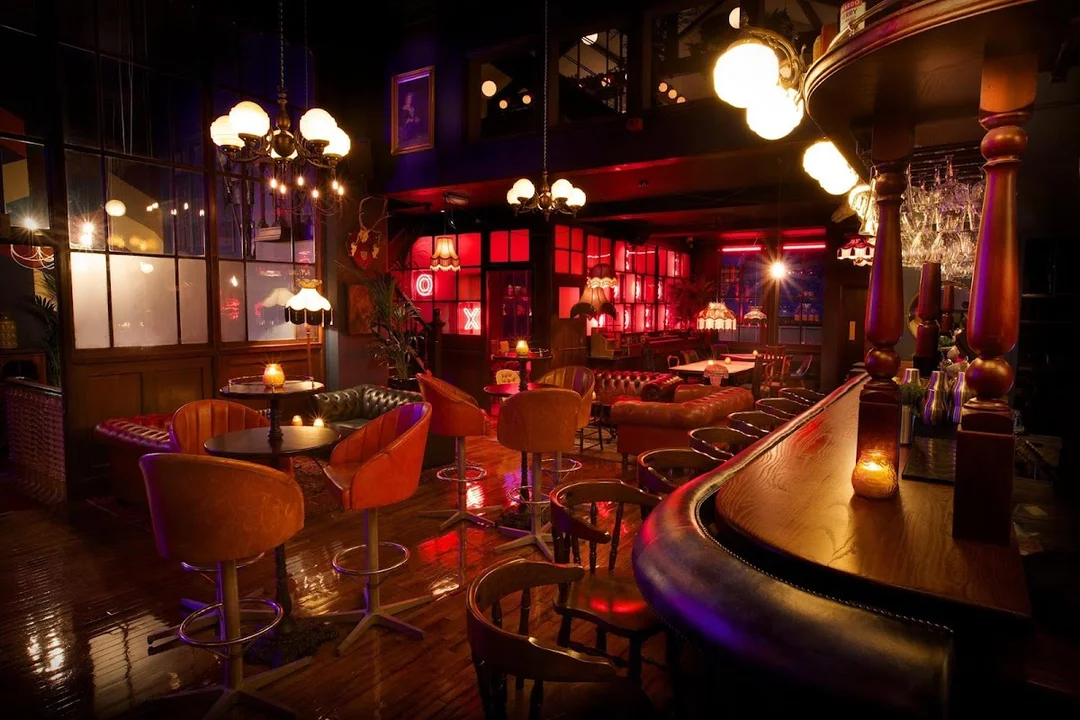 The stylish, flower-adorned interior of The Hockley Arts Club, a popular cocktail bar in Nottingham.