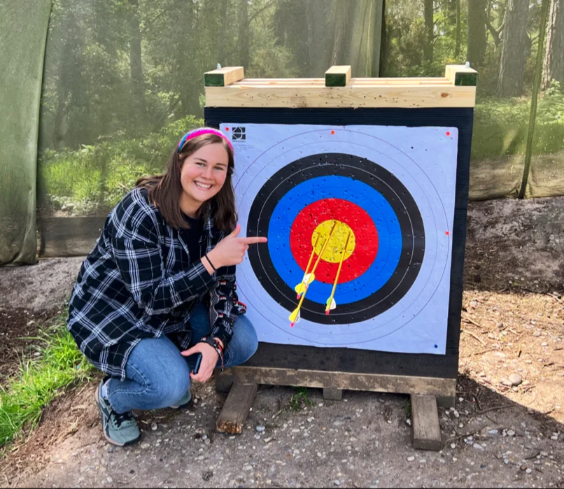 A hen party group trying their hand at axe throwing at Insight Activities.